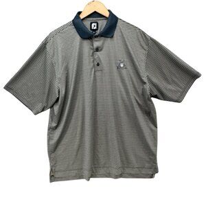 FJ Golf Polo Shirt Mens Green Tan NCR Golf Course Embroidered Short Sleeve Sz L